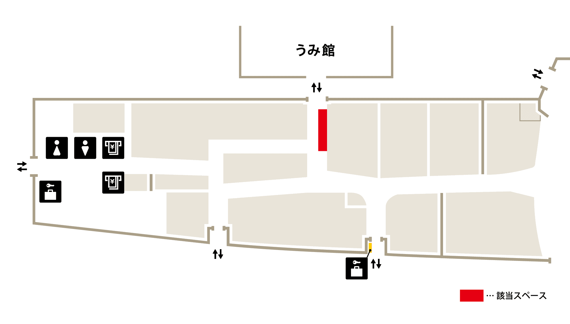 ひむか きらめき市場和菓子や惣菜などの食物販におすすめ!駅からの通行量が多いイベントスペース(豊吉うどん横)の図面・フロアマップ
