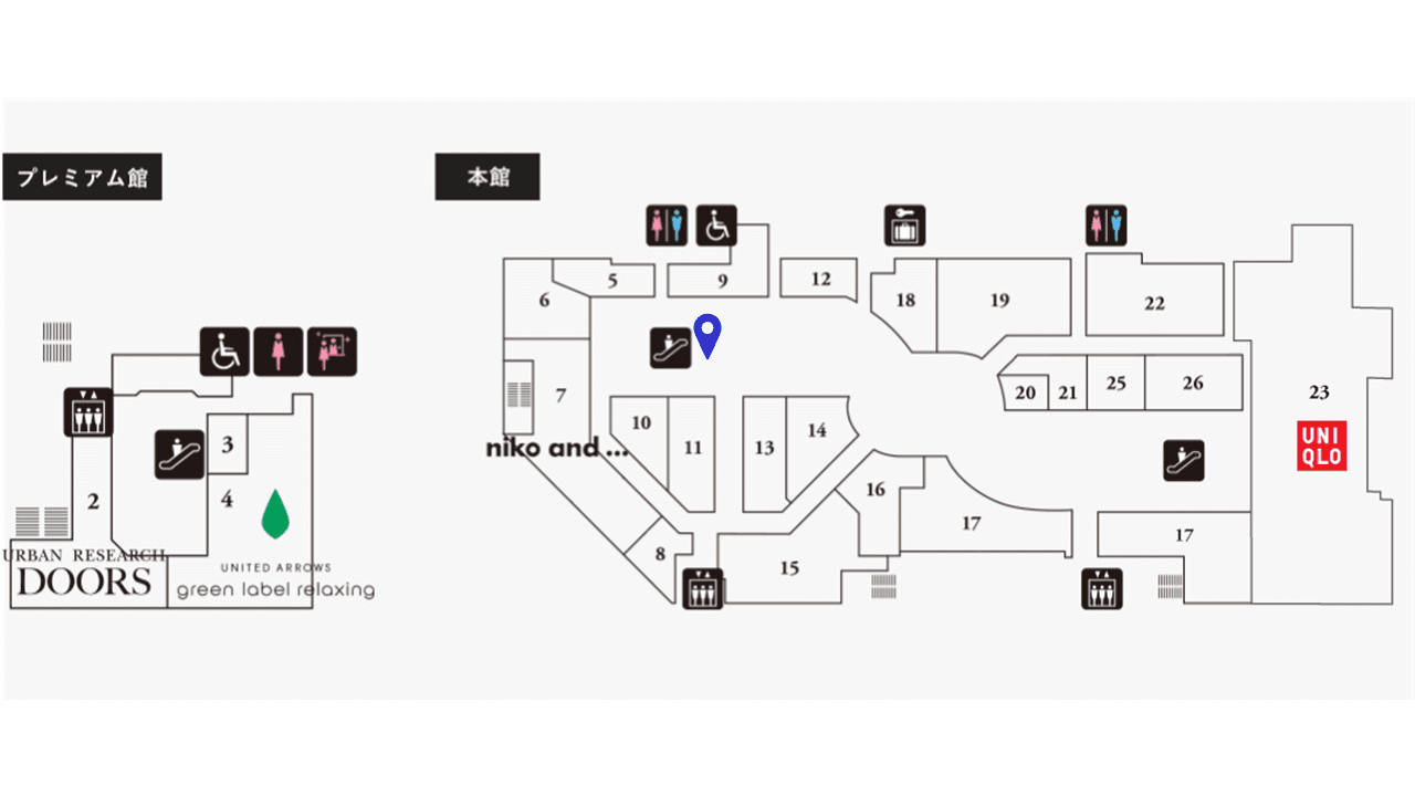 視認性抜群!ファッション関係の雑貨やユニセックスアパレルの催事に適した3F中央駅側エスカレーター前のポップアップスペースの図面・フロアマップ