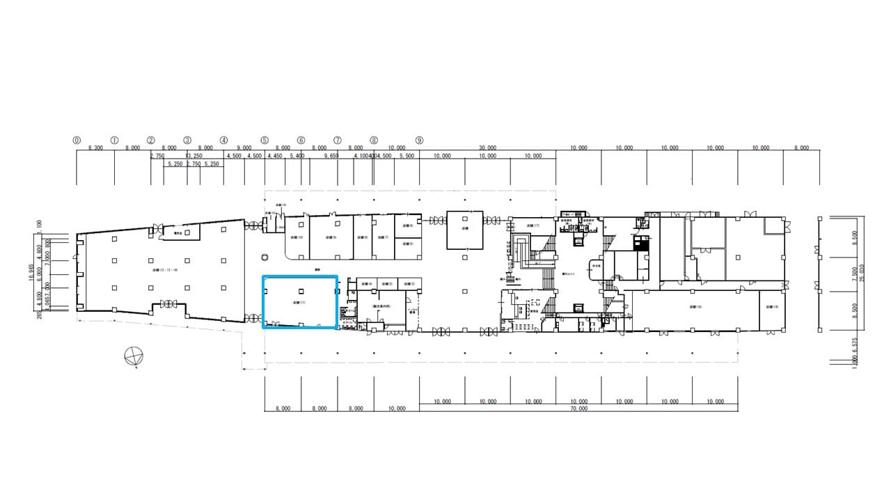 第11号区画(アパレル・雑貨などをはじめ、飲食・サービスなど幅広い業種にて募集中区画)の図面・フロアマップ