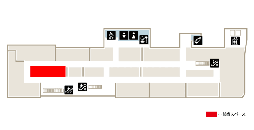 うみ館 エスカレーターに近いファッションや雑貨に最適な2Fイベントスペース① (0208)の図面・フロアマップ