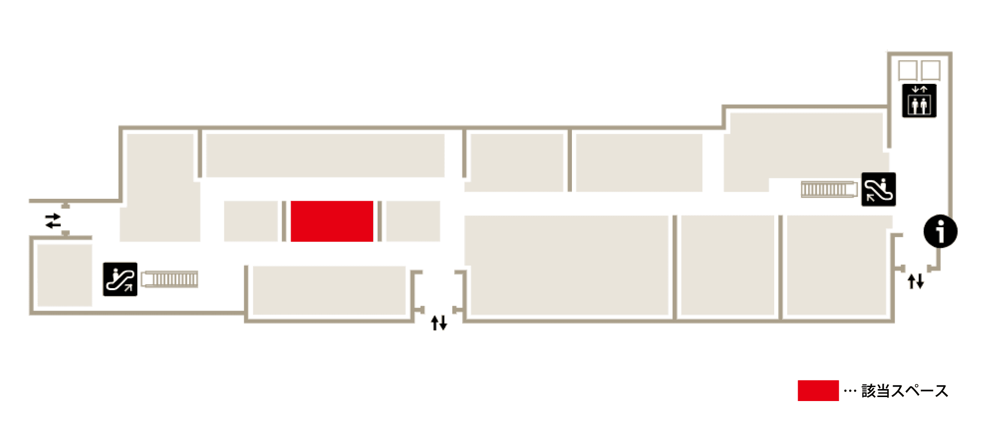 うみ館 アパレルやファッション関係の雑貨のポップアップに最適!1F中央ゾーン(105)の図面・フロアマップ