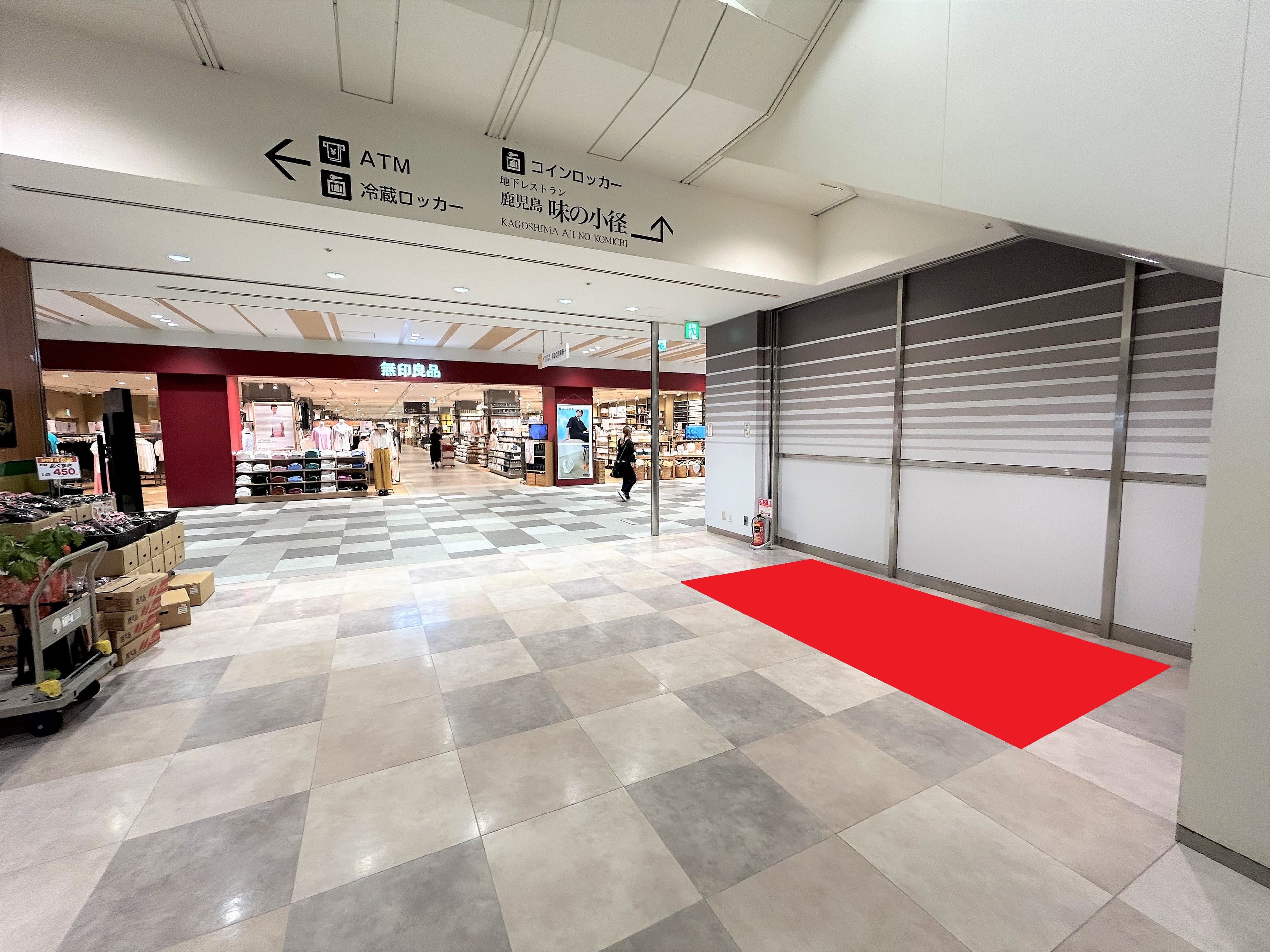 食物販のポップアップに最適!B1Fエスカレーター下のイベントスペース2