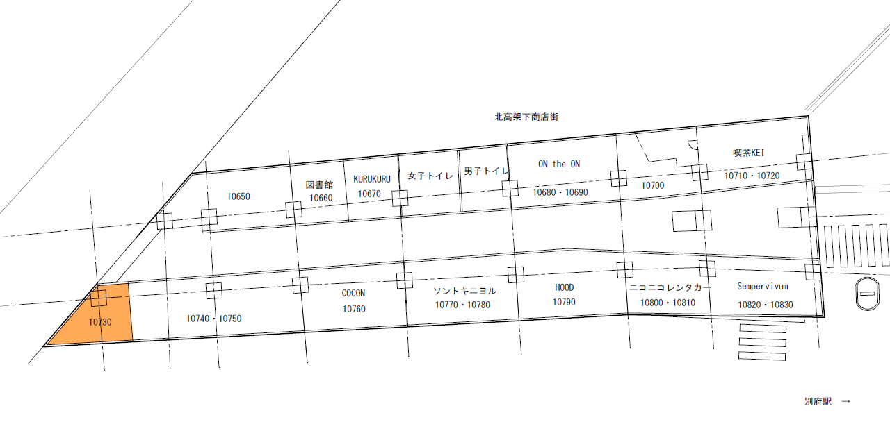 10730号区画(食物販、物販、及びサービス募集中区画)の図面・フロアマップ