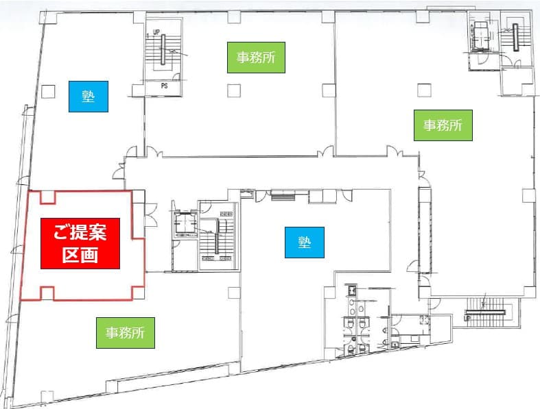 305区画(塾、オフィス等に最適な区画です)の図面・フロアマップ
